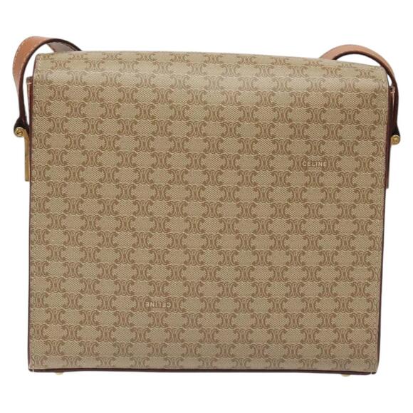 CELINE Macadam Canvas Shoulder Bag Beige Gold - Picture 3 of 13